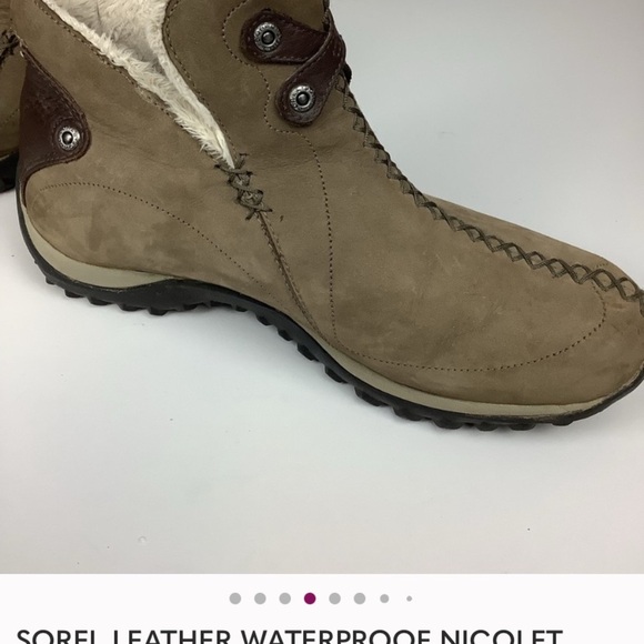 SOREL LEATHER WATERPROOF NICOLET THINSULATE WINTER BOOTS 7.5-8 - Picture 4 of 10